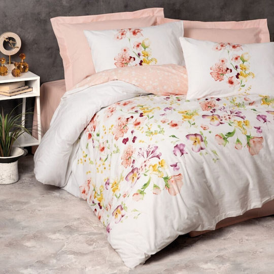 Cottonbox Set Huse Pentru Pilote 100% Bumbac 200x220cm Dublă Cu 2 Fețe De Pernă Și 1 Cearșaf Portocaliu