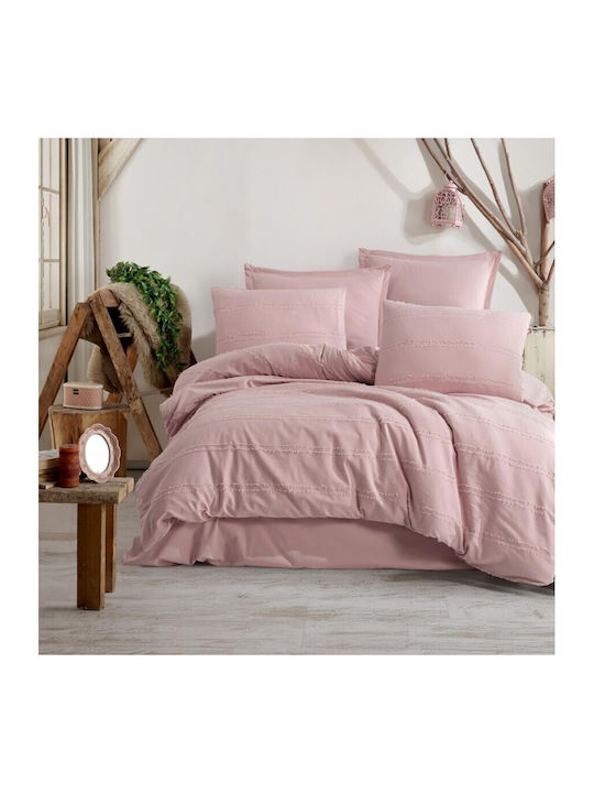 Clasy Home Set Husă de Pilotă Dublă cu 2 Fețe de Pernă & 1 Cearsaf 200x220 Roz