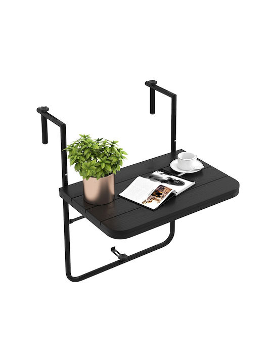 Plastic Masa pentru spații exterioare mici Pliabil cu schelet metalic Negru 62.5x60x73buc