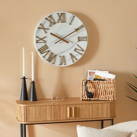 Silent Wall Clock Metallic White Ø56cm