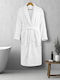 Lino Home Solid Μπουρνούζι με Γιακά White