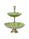 Kaemingk Metallic Dessert Tower Stand with 2 Tiers Green 31x31x39cm