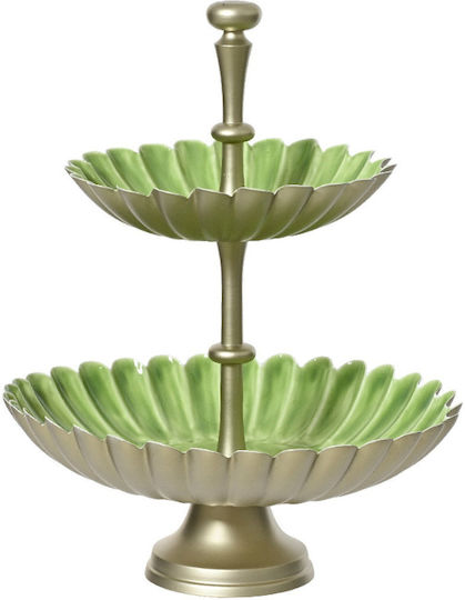 Kaemingk Metalic Etajeră 2 niveluri Verde L31xl31xH39cm 1buc