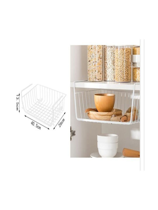 SDS Kitchen Organizer Racks Metallic in White Colour 26x40.5x13.5cm