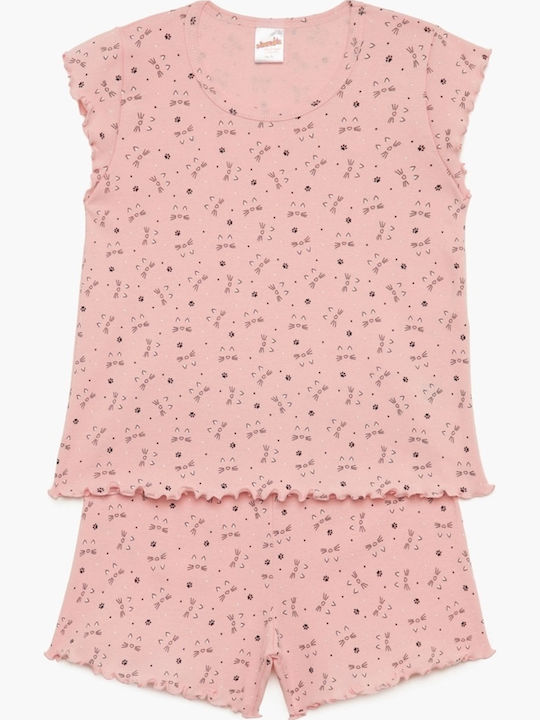 Minerva Kids' Pajamas Summer Black-Pink Kitty