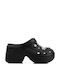 Black High Clogs with Silver Decorative Elements
