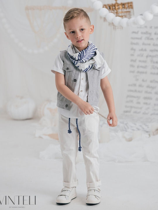 Vinteli Vinteli Baptism Suit with Vest for Boys Gray