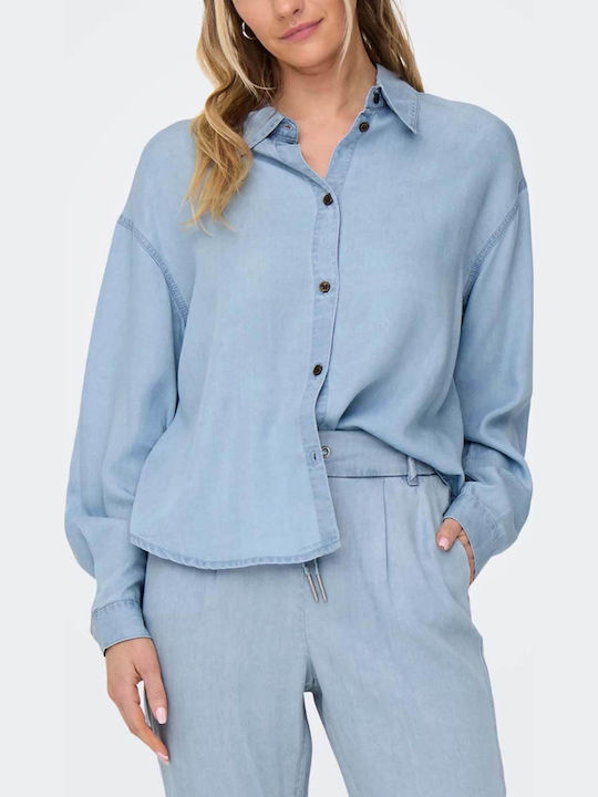 Only Long Sleeve Women's Denim Shirt Light Blue...