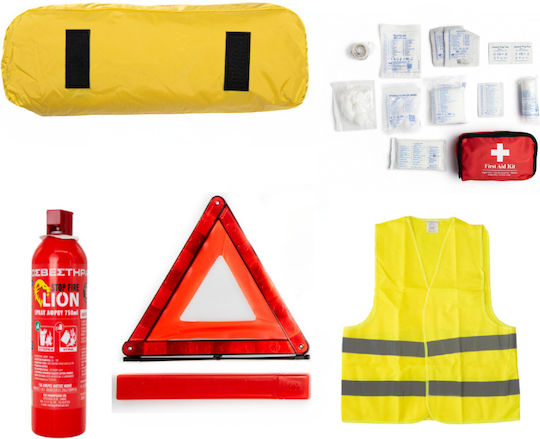 Autopataki Car Emergency Kit with First Aid Kit Fire Extinguisher Warning Triangle & Reflective Vest