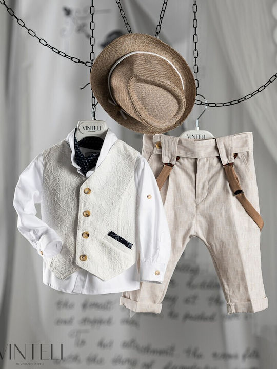 Vinteli Baptism Suit with Vest for Boys Ecru