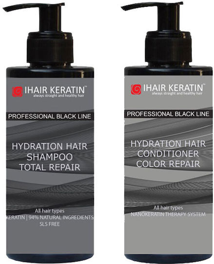 Hydrations-Set Shampoo Conditioner Total Repair Black Line Ihair Keratin 300ml
