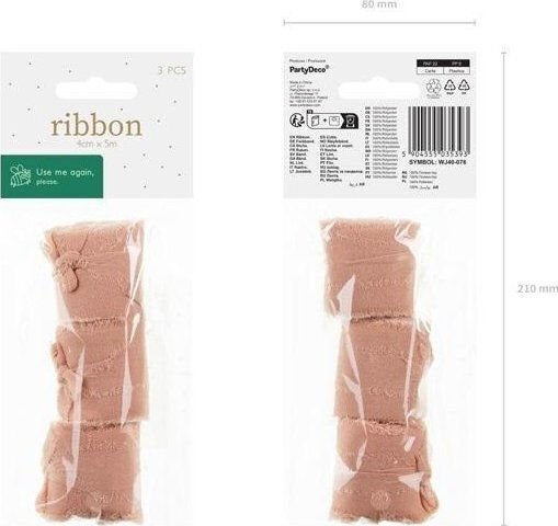 Chiffonband Lachs 40mm/5m 3Stk