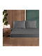 First Choice Bettwäsche-Set mit 2 Kissenbezügen Super-Doppel mit Gummiband 160x200cm. Anthracite 3Stück