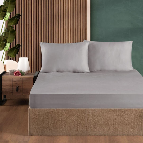 First Choice Bettwäsche-Set mit 1 Kissenbezug Semi-Doppel mit Gummiband 120x200cm. Gray (ash) 2Stück