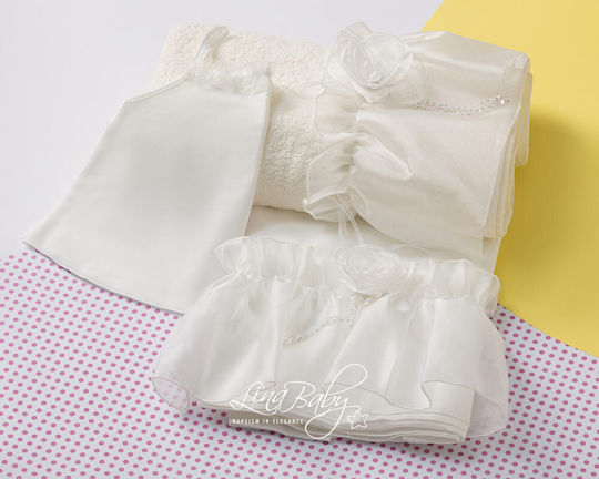 Lina Baby Set Bătături De Botez Ecru 3 Bucăți