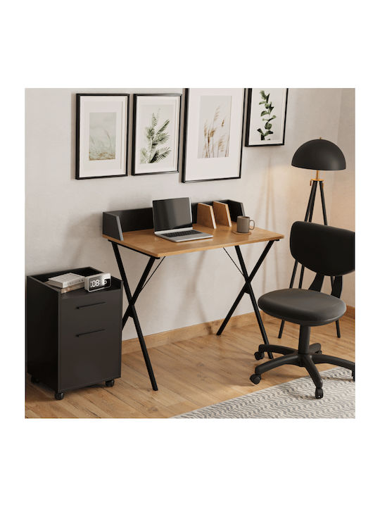 Gamer Office Storage Chipboard Drawer with Wheels, Lock & Drawers Black Velvet-Black Metal L40xW40xH56cm
