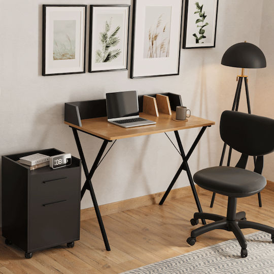 Gamer Office Storage Chipboard Drawer with Wheels, Lock & Drawers Black Velvet-Black Metal L40xW40xH56cm Gamer Office Storage Chipboard Drawer with Wheels, Lock & Drawers Black Velvet-Black Metal L40xW40xH56cm