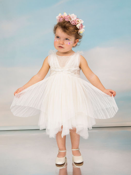 Bambolino Valentina Ecru Baptism Dress Made of Tulle