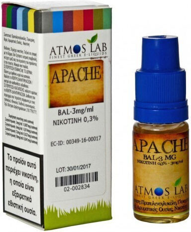 Atmoslab Έτοιμο Υγρό Αναπλήρωσης Apache με Καπνική Γεύση 3mg 10ml