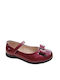 Kids Patent Leather Ballerinas with Hoop & Loop Closure Burgundy