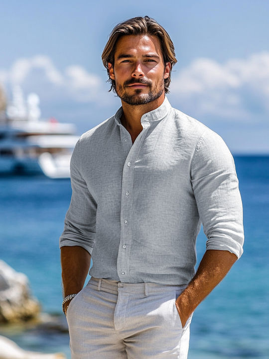Panda Clothing Μακρυμάνικo Λινό Πουκάμισο σε Κα...