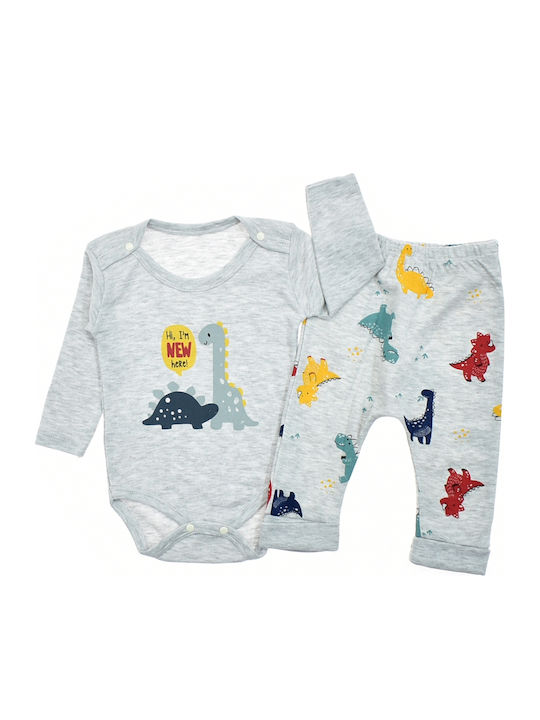 Mon Petit Art Babystrampler Langärmliges mit Hose Gray