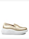 Δερμάτινα Γυναικεία Loafers σε Χρυσό Χρώμα