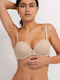 Balconette Push Up Balconette Strapless Bra Underwire Beige