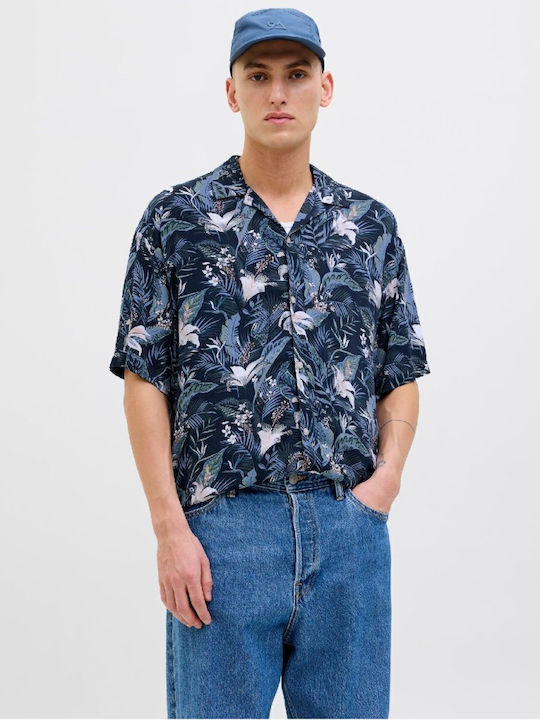 Κοντομάνικο Πουκάμισο Floral Μπλε Navy