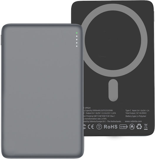 Valenta 588676 MagSafe Power Bank 5000mAh 15W Γκρι