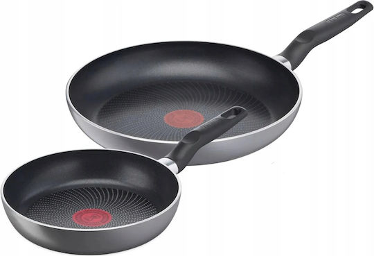 Tefal Super Start Set Of 2 Σετ Τηγάνια από Αλουμίνιο Grey με Αντικολλητική Επίστρωση 2 Σκευών