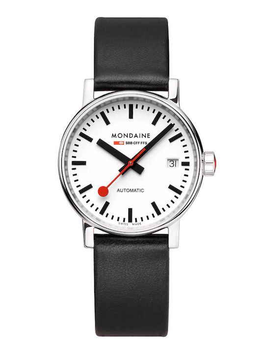 Mondaine Women's Watch Automatic with Black Leather Strap
