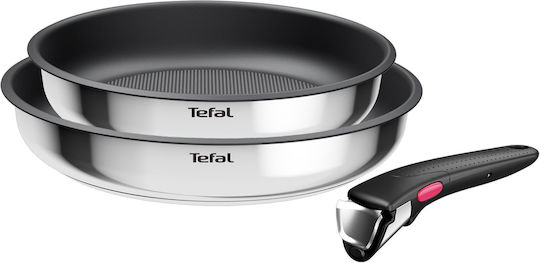 Tefal Ingenio Cook Eat Set De Tigăi Din Oțel Inoxidabil Argintiu Cu Acoperire Antiaderentă 2 Piese