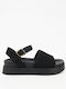 Women's Suede Ankle Strap Platforms Black