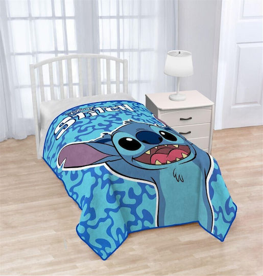 Disney Samt Kinderdecke Stitch Hellblaue 160x240cm