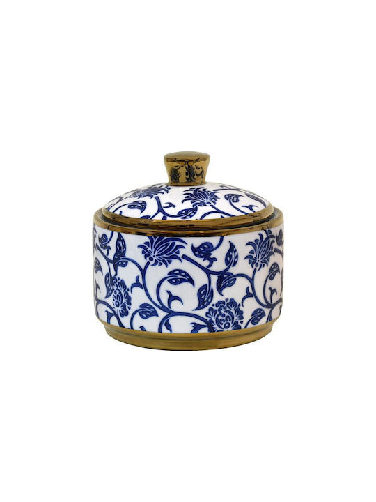 Ceramic Jar with Lid Fylliana Fl22960 Blue-Whit...