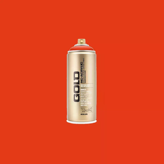 Montana Cans Spray Paint Acrylic with Metallic Effect Gold G2090 Red Orange 400ml