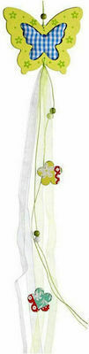 Jk Wooden Green Butterfly with Ribbons 60cm