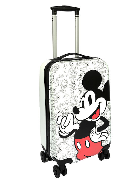 Disney Kids Cabin Hard White Black Suitcase With 4 Wheels Height 55cm
