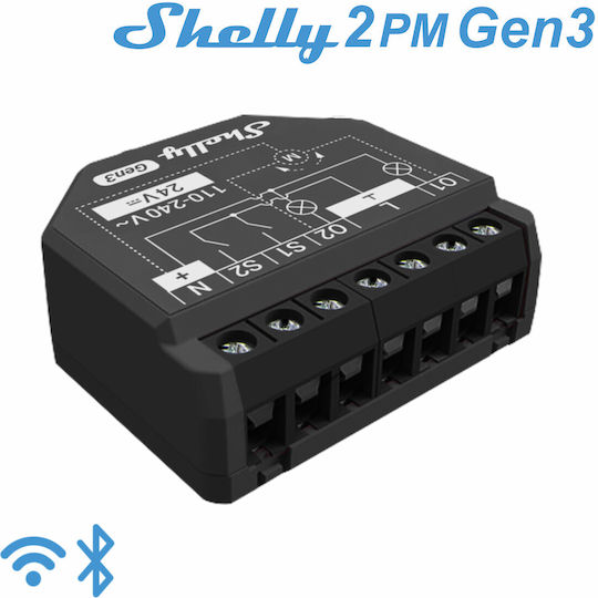 Shelly 2pm Gen3 Intelligenter Schalter 2 Kanäle Wi-Fi & Bluetooth