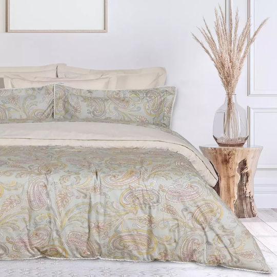 Das Home 1691 Coverlet Queen Size Cotton Satin Grey, Salmon 230x250cm
