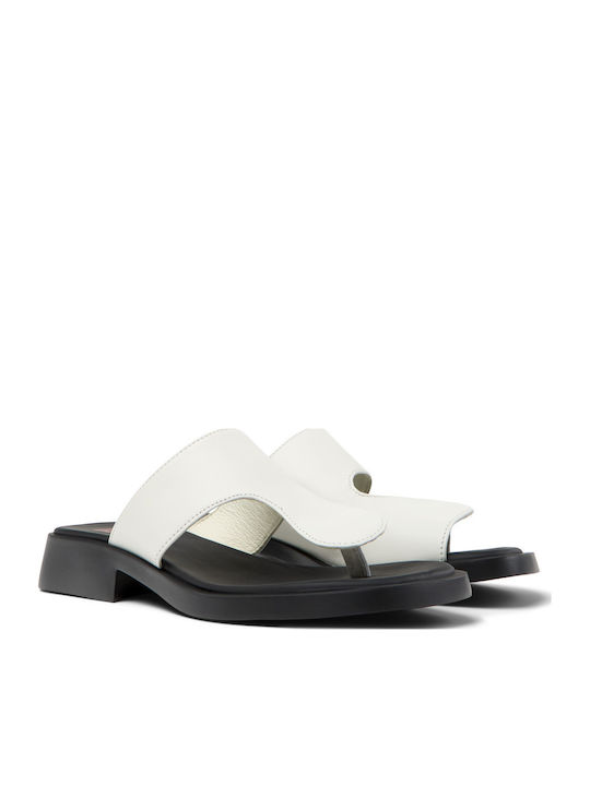 Dana Tws Leather Women's Flat Sandals in White Color
