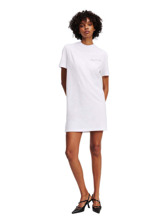 Καλοκαιρινό Mini T-shirt Φόρεμα Λευκό