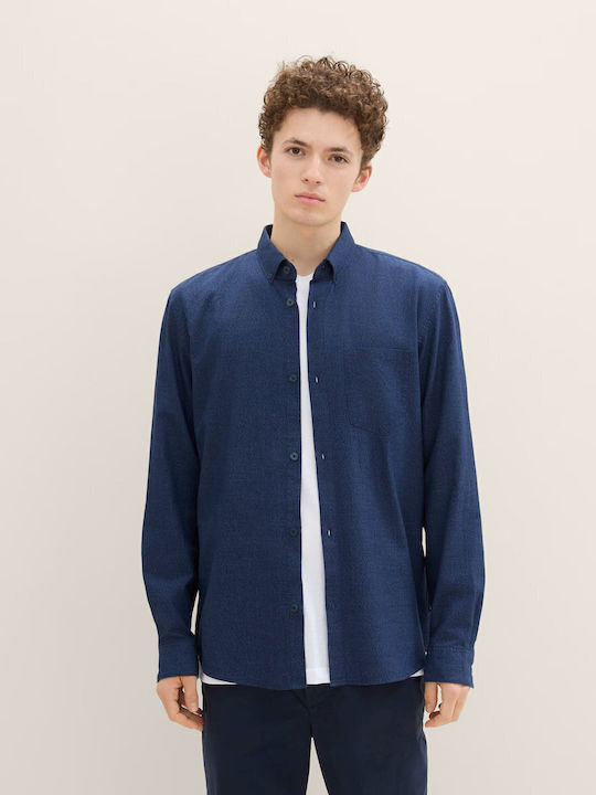 Long-sleeved Cotton Shirt Blue