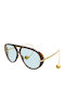 Bottega Veneta Unisex Sunglasses with Brown Tartaruga Frame and Light Blue Lens BV1273S 007