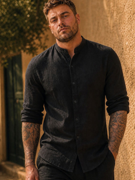 Panda Clothing Μακρυμάνικo Λινό Πουκάμισο σε Κα...