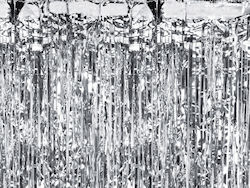 PartyDeco Party Decorative Curtain Silver Metallic 100x200cm