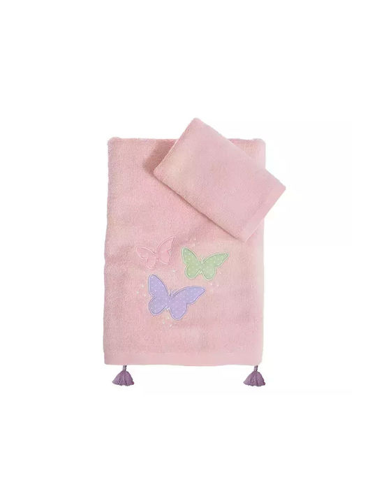 Nef-Nef Homeware Σετ Βρεφικές Πετσέτες 2τμχ Wings of Joy Ροζ Βάρους 420gr/m²