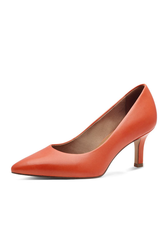 Leather Orange Medium Heels