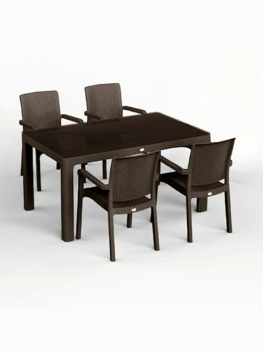Set Sala De Mese Pentru Exterior 5 Piese Maro